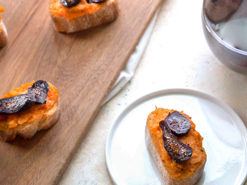 Sweet Potato Crostini with Red Wine California Figs