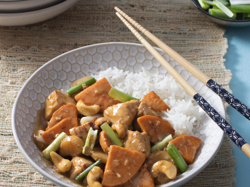 Cashew Chicken and Sweet Potato Stir-Fry