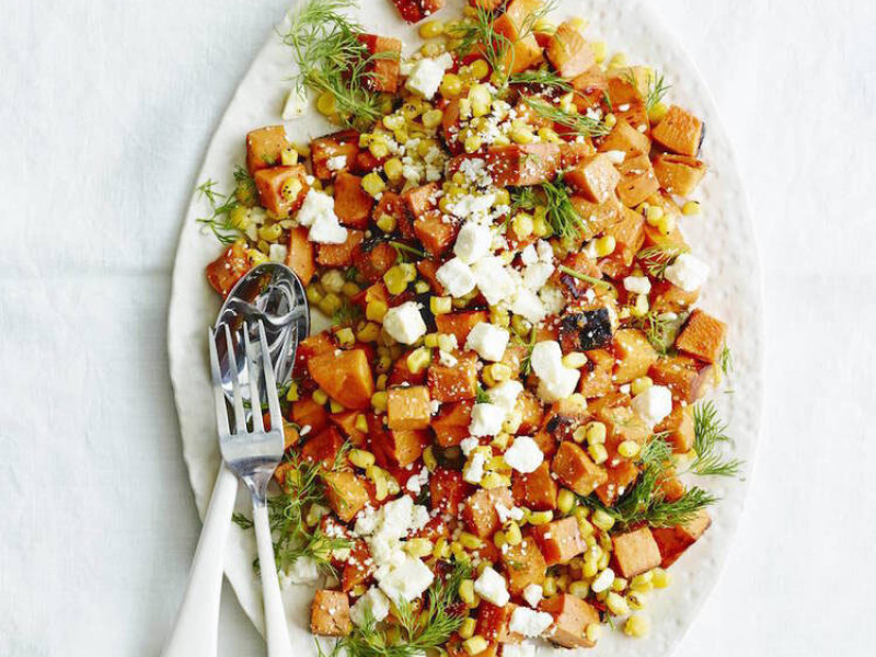 Gaby's Sweet Potato, Corn, and Feta Salad
