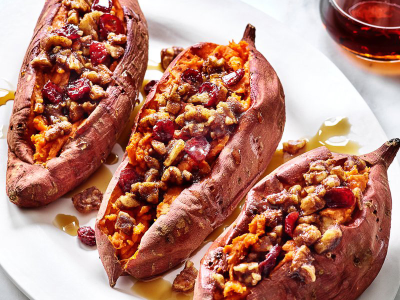 Walnut and Cranberry Stuffed Sweet Potatoes
