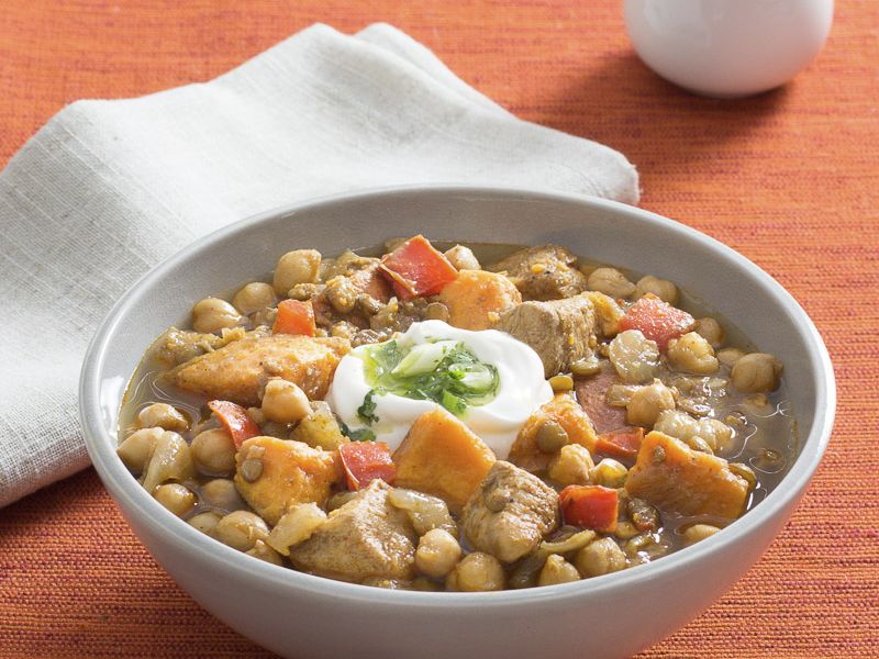  Chicken and Sweet Potato Stew with Scallion Salsa Verde